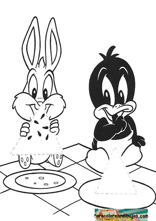 Bugs bunny y pato lucas para colorear