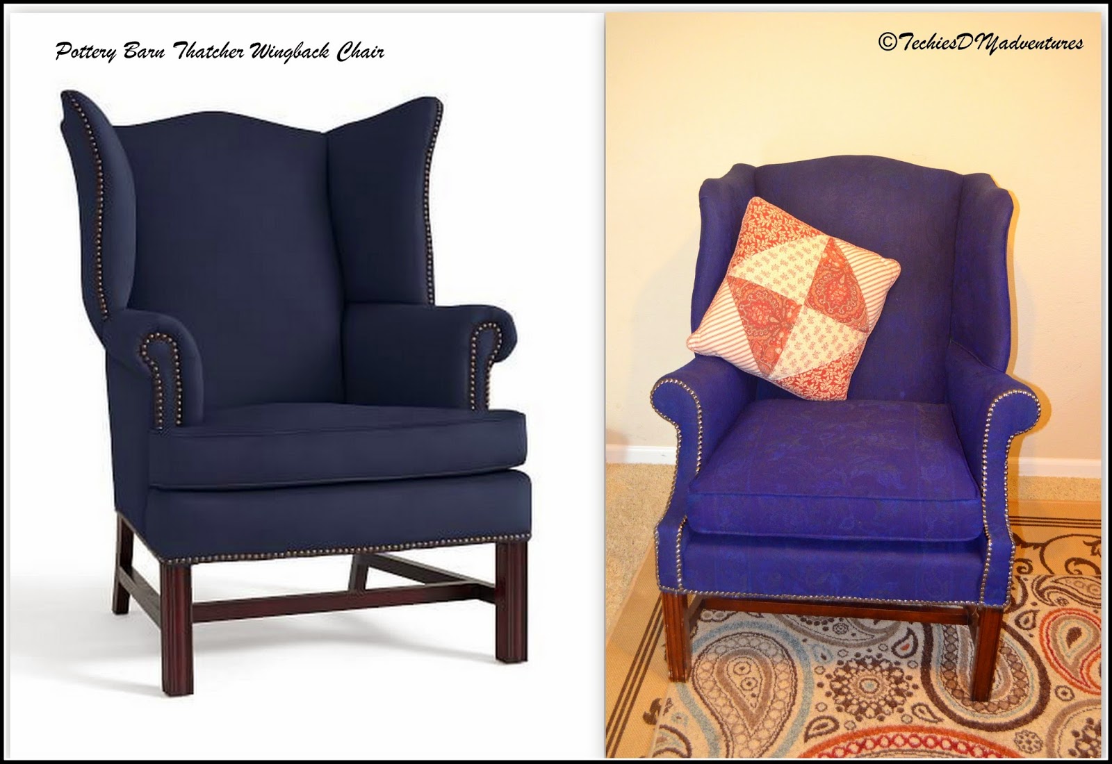 Painted Fabric Upholstered Wing back chair (Pottery Barn knockoff