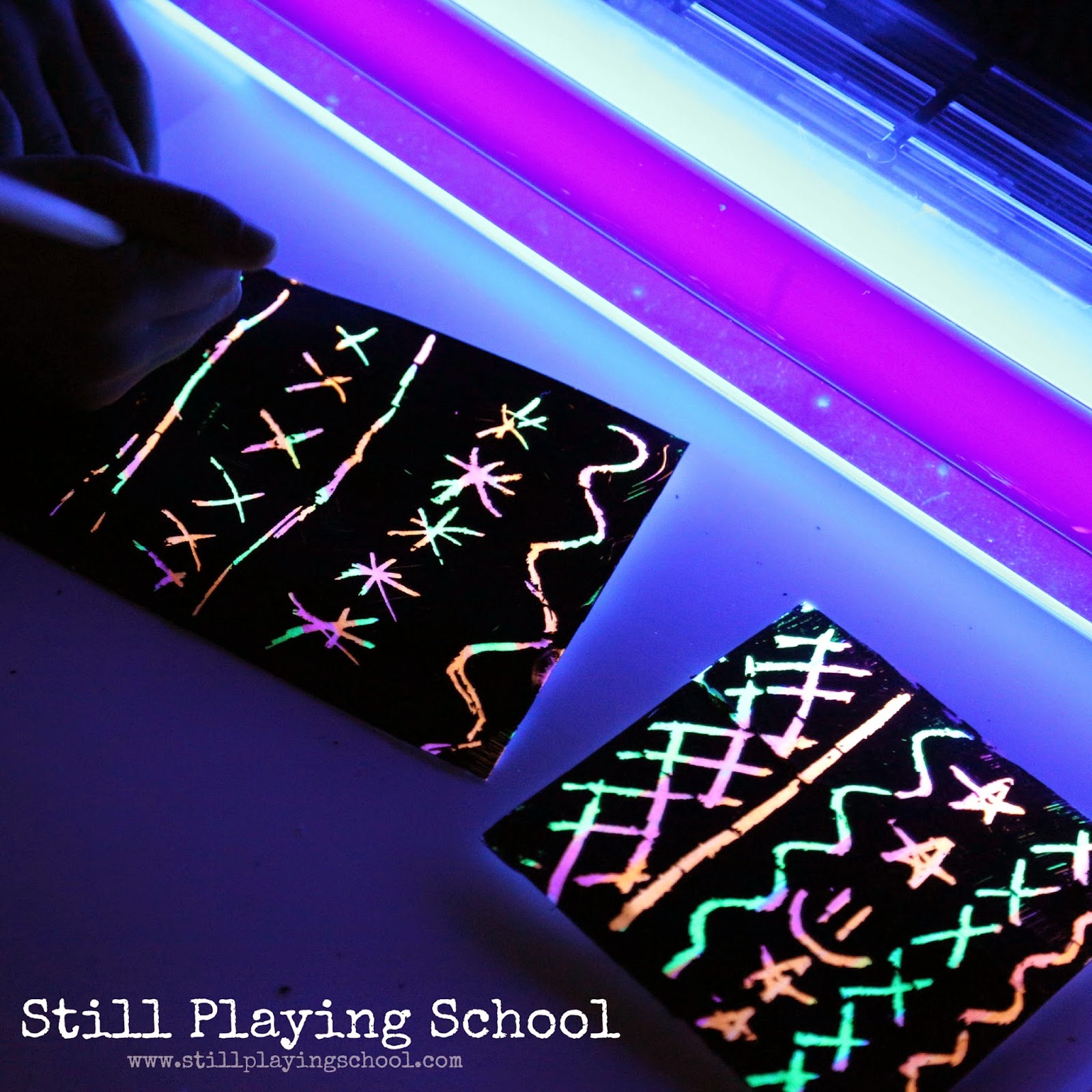 DIY Glowing Scratch Art Paper Still Playing School
