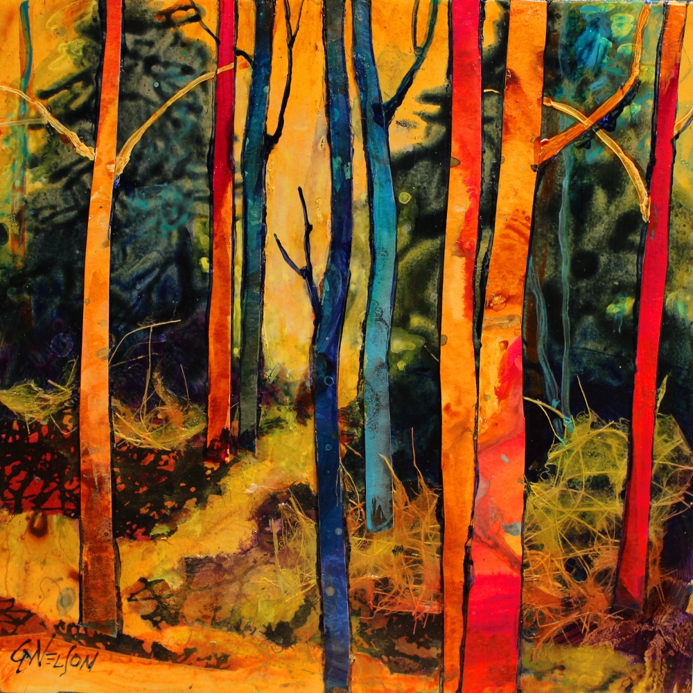 CAROL NELSON FINE ART BLOG "Forest Wonders" mixed media abstract tree