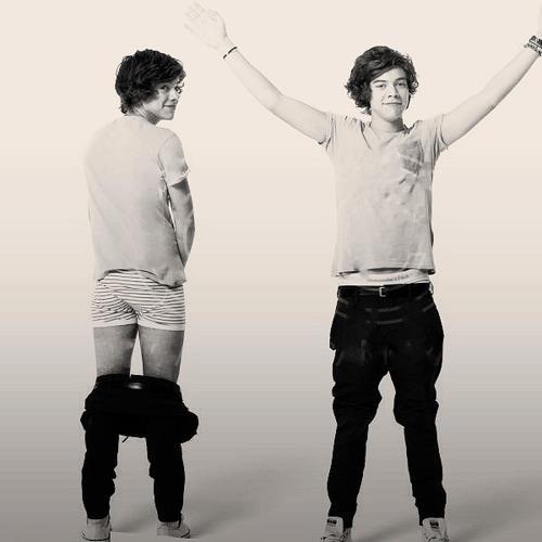 Celebrities In Undiez Harry Styles in striped boxer briefs