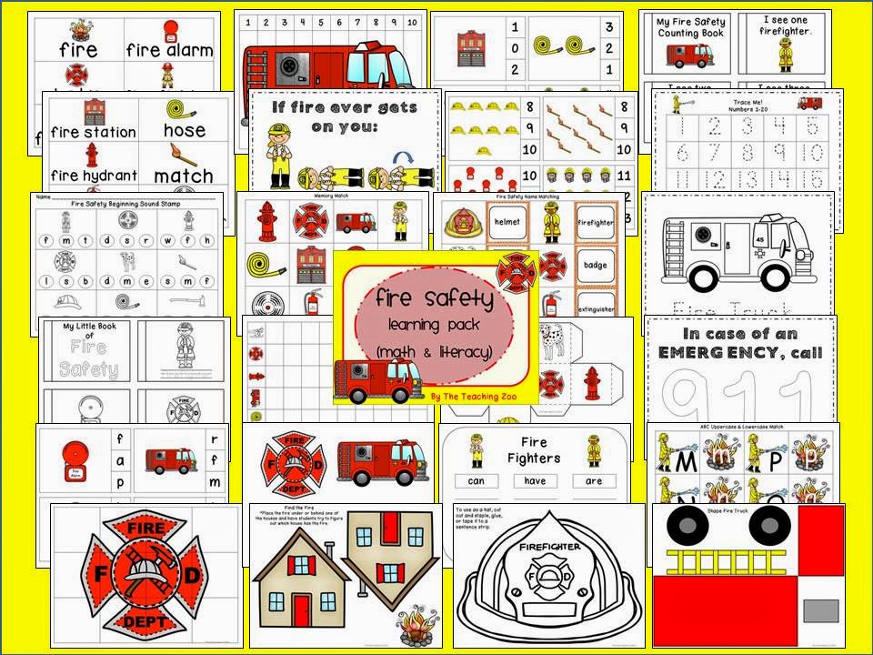 http://www.teacherspayteachers.com/Product/Fire-Safety-Theme-Learning-Pack-1529902