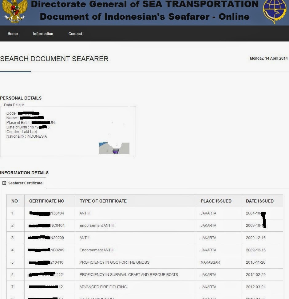 Pelaut.dephub.go.id New Website Indonesian Seafarers Database