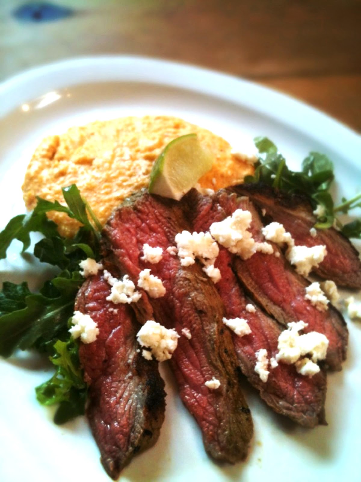 Food Nasty Basil Lime Flank Steak with Creamy Chipotle Polenta