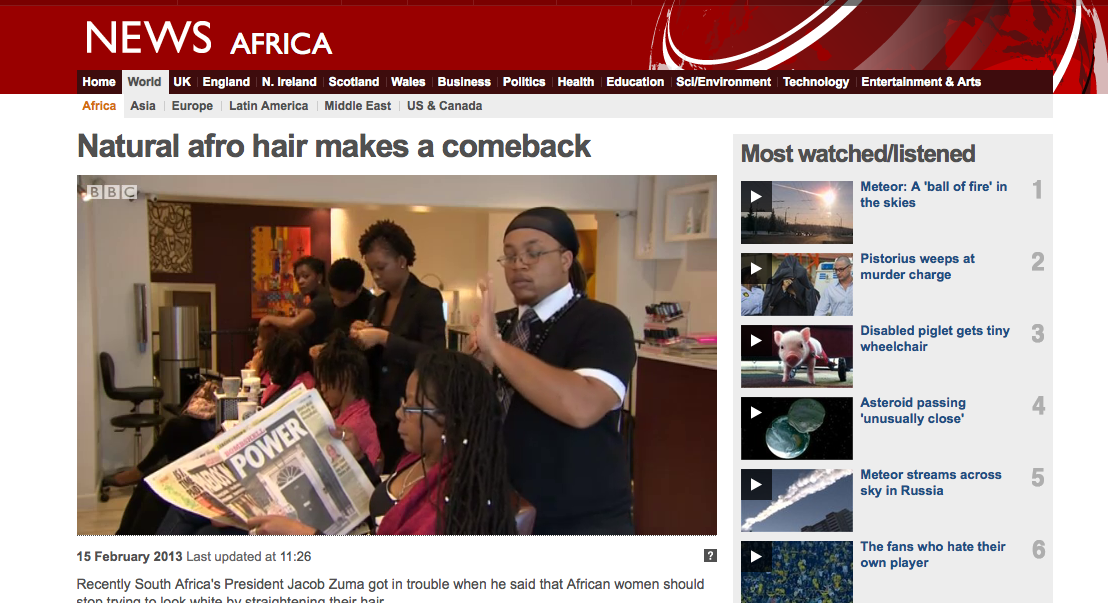 United Kinkdom Bbc World News Report On Natural Hair