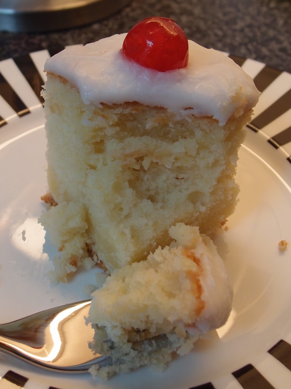 The Caked Crusader Cherry almond sponge cake