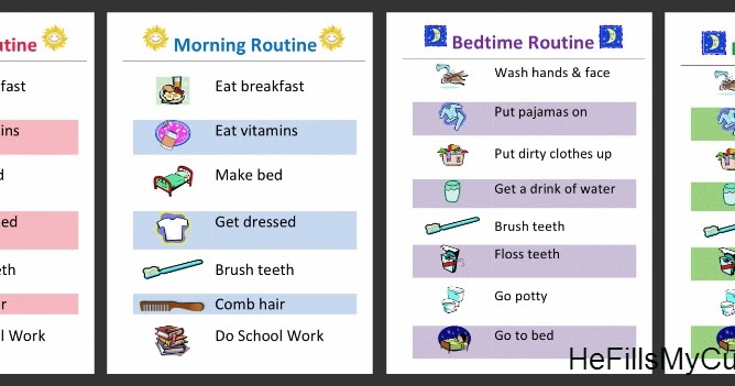 Bedtime Checklist Chart