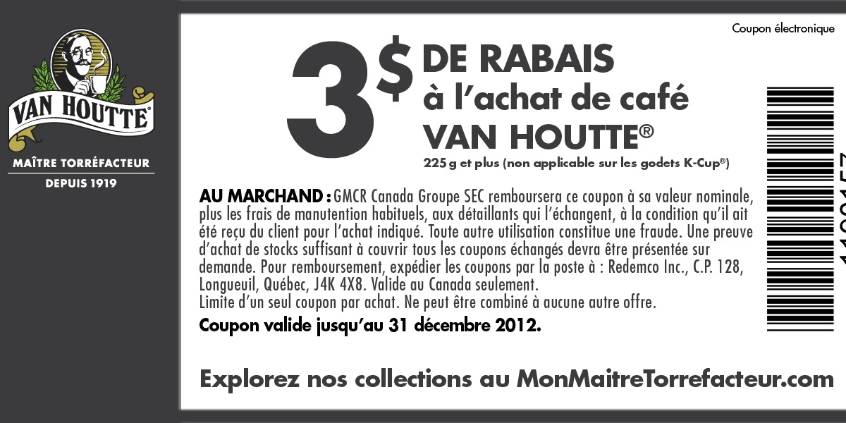 Coupons rabais van houtte