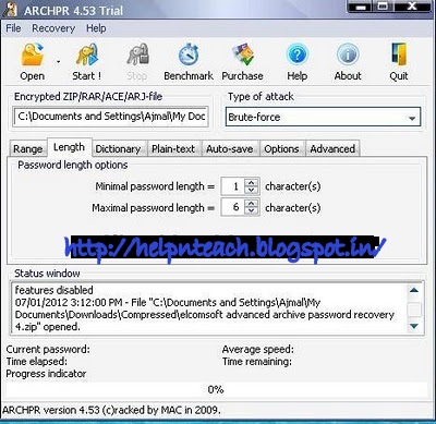 Advanced archive password recovery code