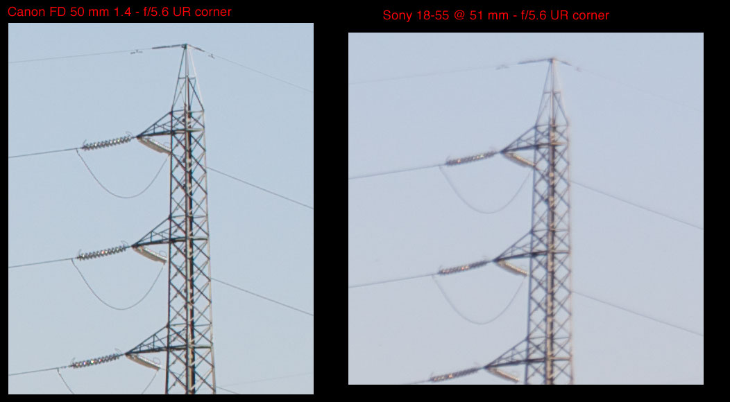 Sony NEX 7 with Canon Lenses reviews Canon FD 50 mm f1.4 vs Sony 1855