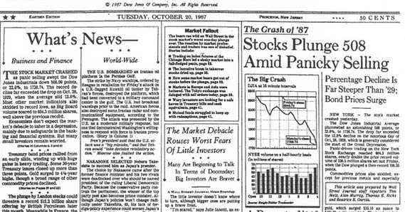 stock market crash of 1987 summary