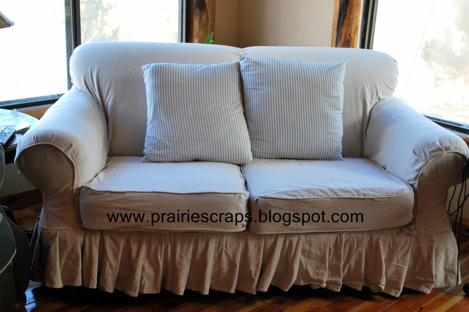 Prairie Scraps Drop Cloth Couch Redo