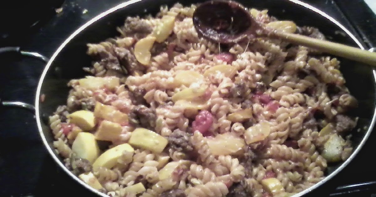 My Baking Adventures Sausage., Summer Squash and Pasta Skillet Dinner