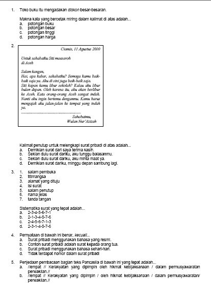 latihan soal ujian nasional sd mi tahun 2013