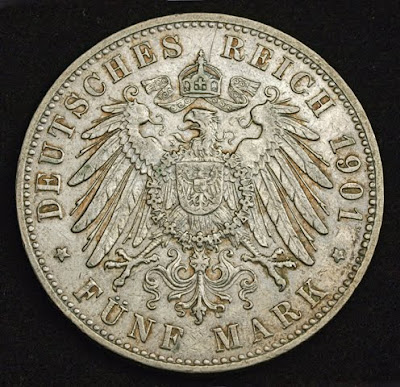 German coins Empire States Hamburg Silver 5 Mark Coin Deutsche Münze