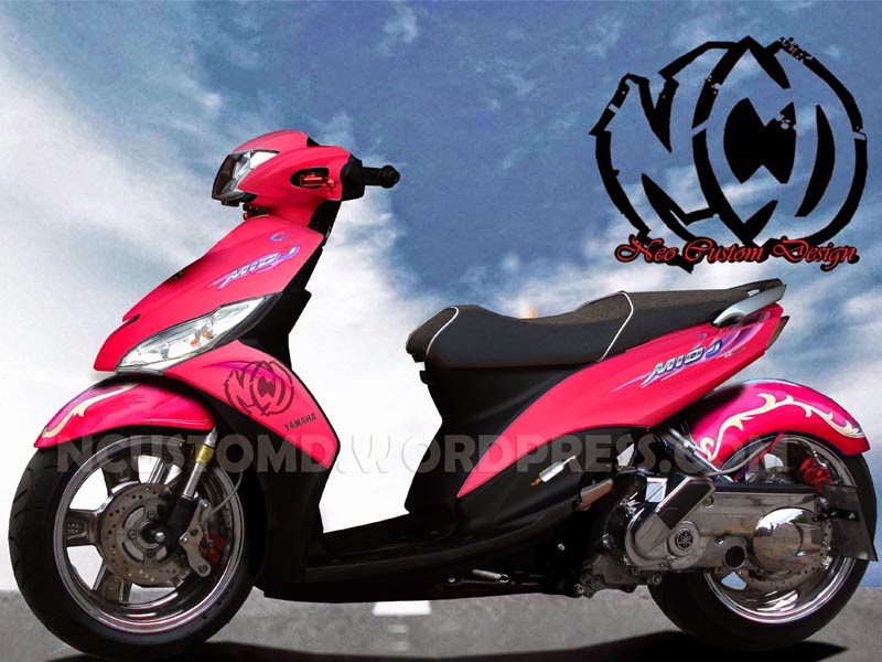 Modifikasi motor matic mio j warna pink