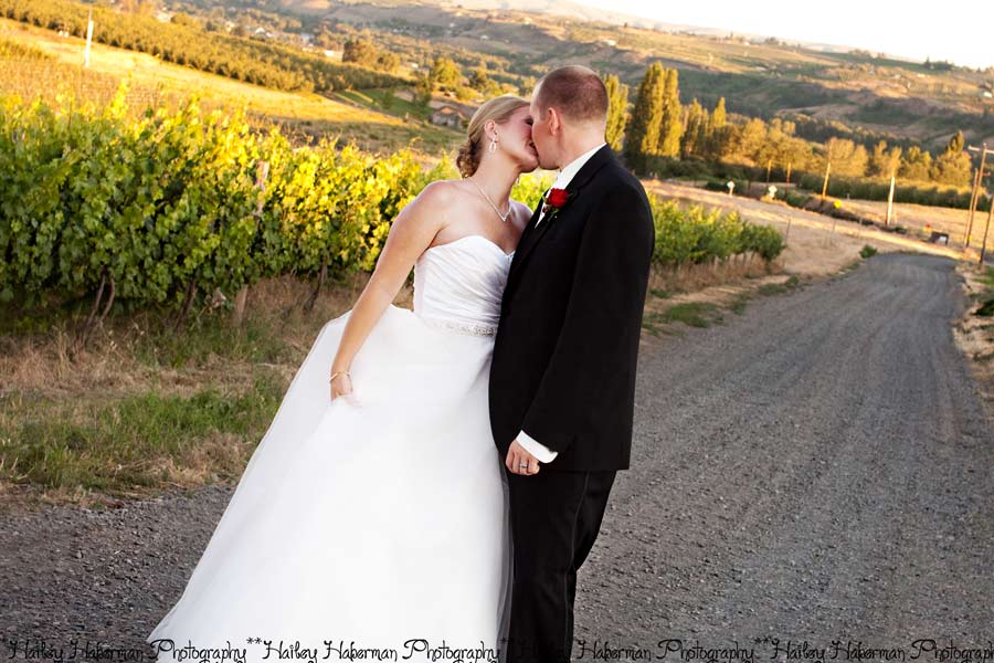 Fontaine Estates Wedding Photo of bride and groom kissing in vineyard