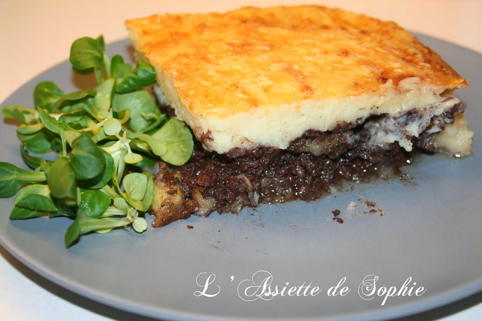L' assiette de Sophie Hachis parmentier de boudin noir et pommes