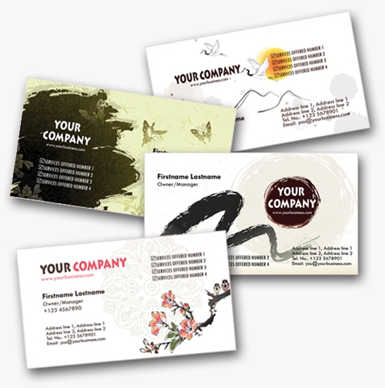 4 Asian-Inspired Personal Business Cards Templates 4 Asian-Inspired Personal Business Cards Templates