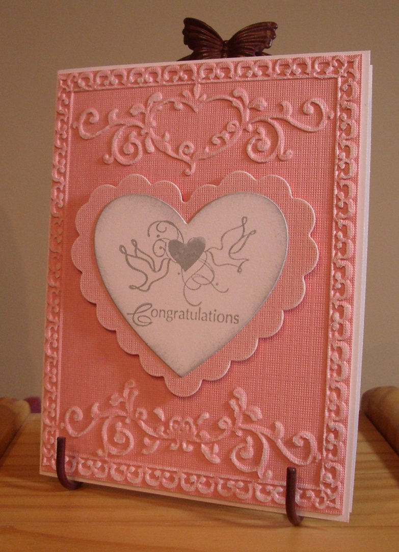 My Stamping Addiction Pink Embossed Wedding Card