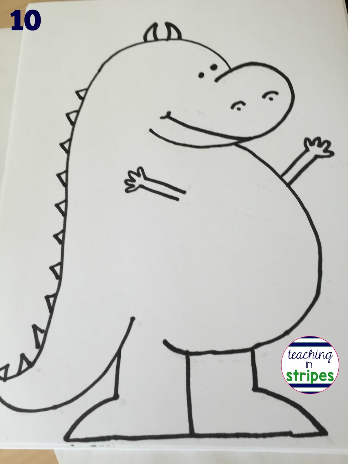 Directed Drawing Dav Pilkey's Dragon Teaching in Stripes