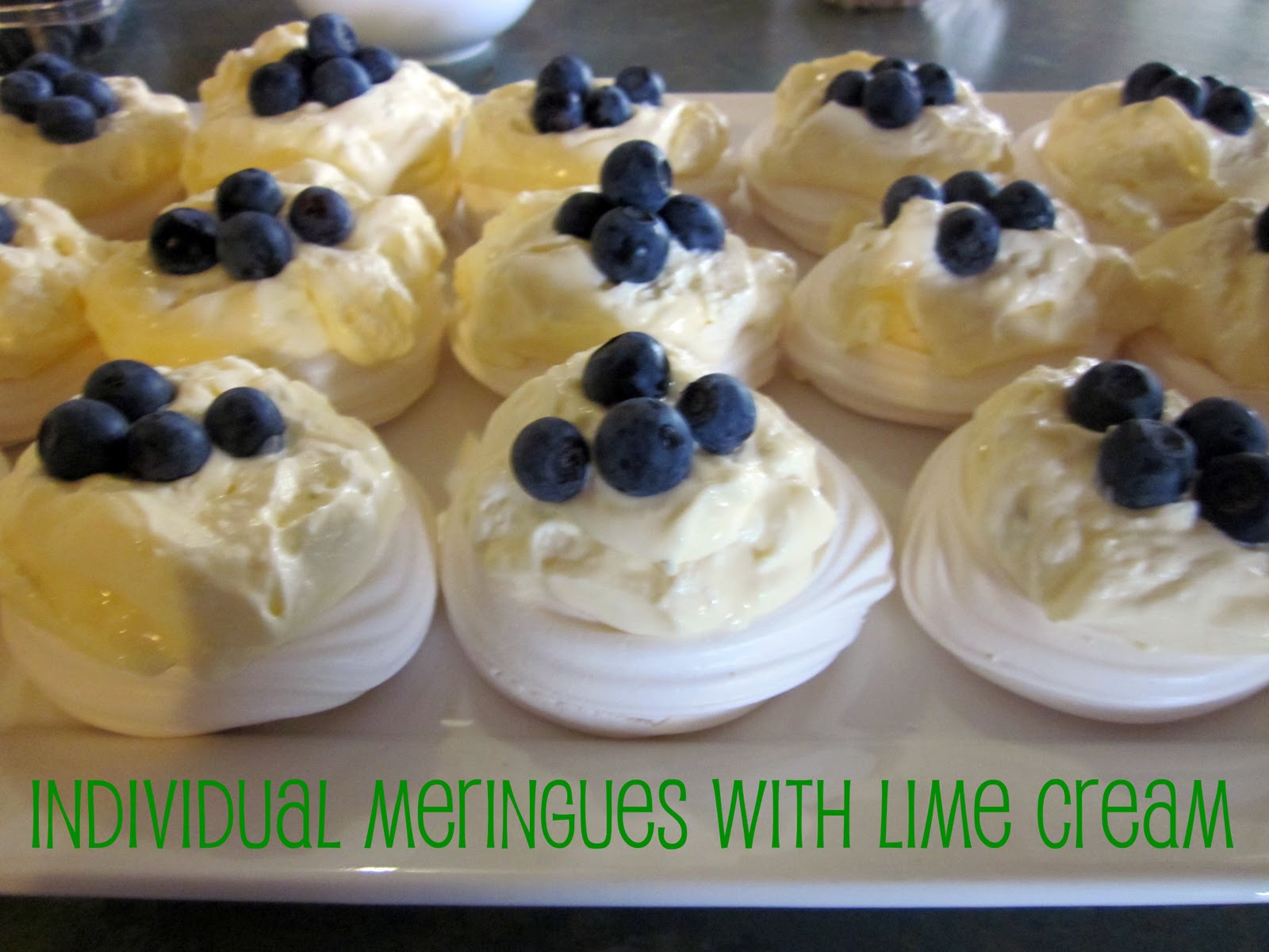 What would Martha do? Individual Meringues with Lime Cream and Blueberries