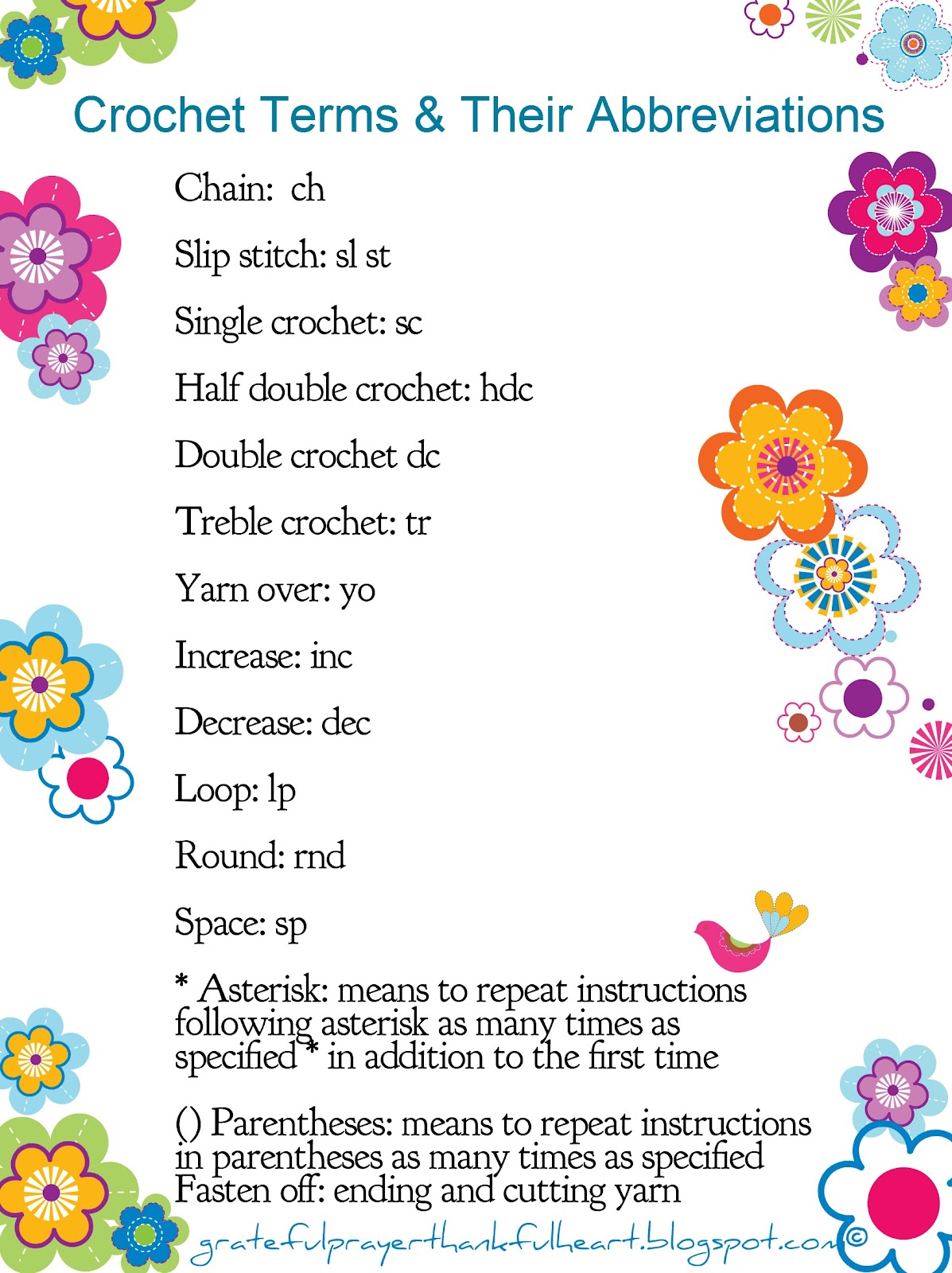 Crochet Abbreviations Chart. Make A Prayer Chart. View Original ...