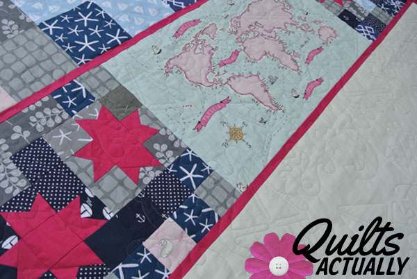 Nautical Baby Quilt Machine Quilting on longarm