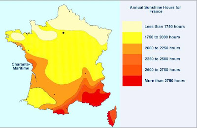 Carte L'ensoleillement France