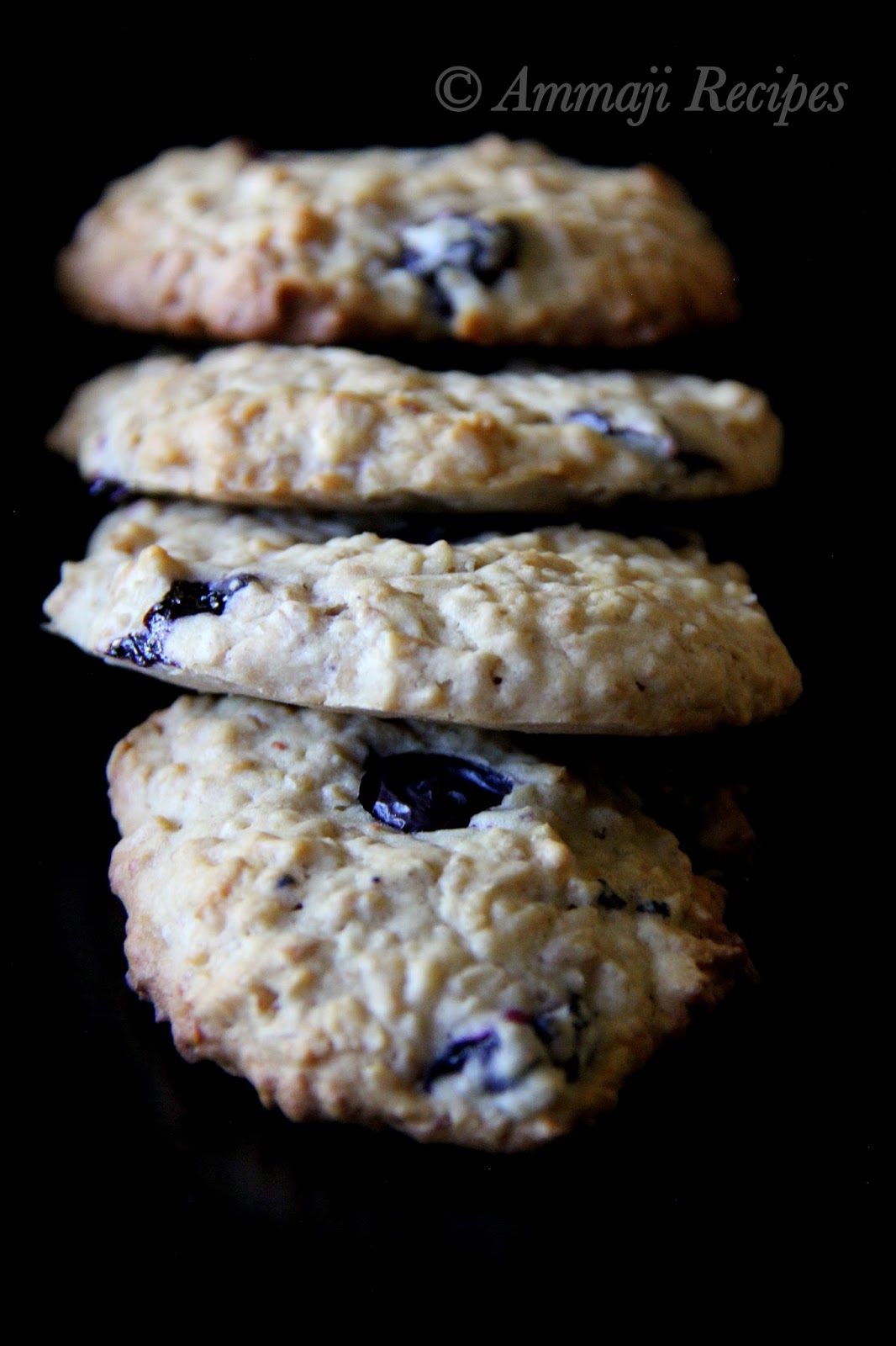 Eggless Honey Oatmeal Blueberry Cookies Indian Food Recipes Ammaji