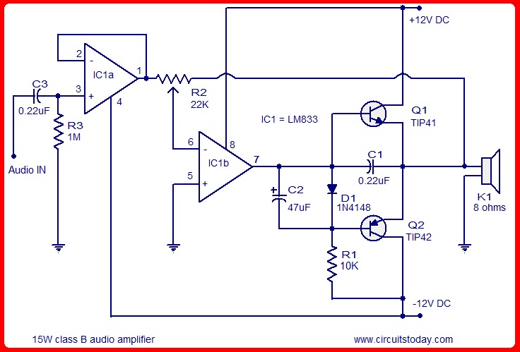 SKEMA RANGKAIAN AMPLIFIER: amplifier class b