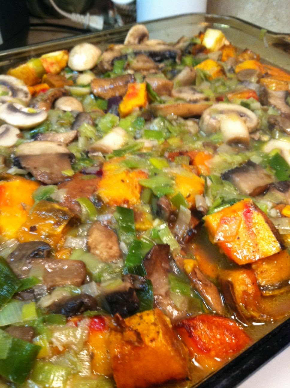 Root Vegetable Pot Pie with Garlic Cheddar Biscuit Topping Cooking