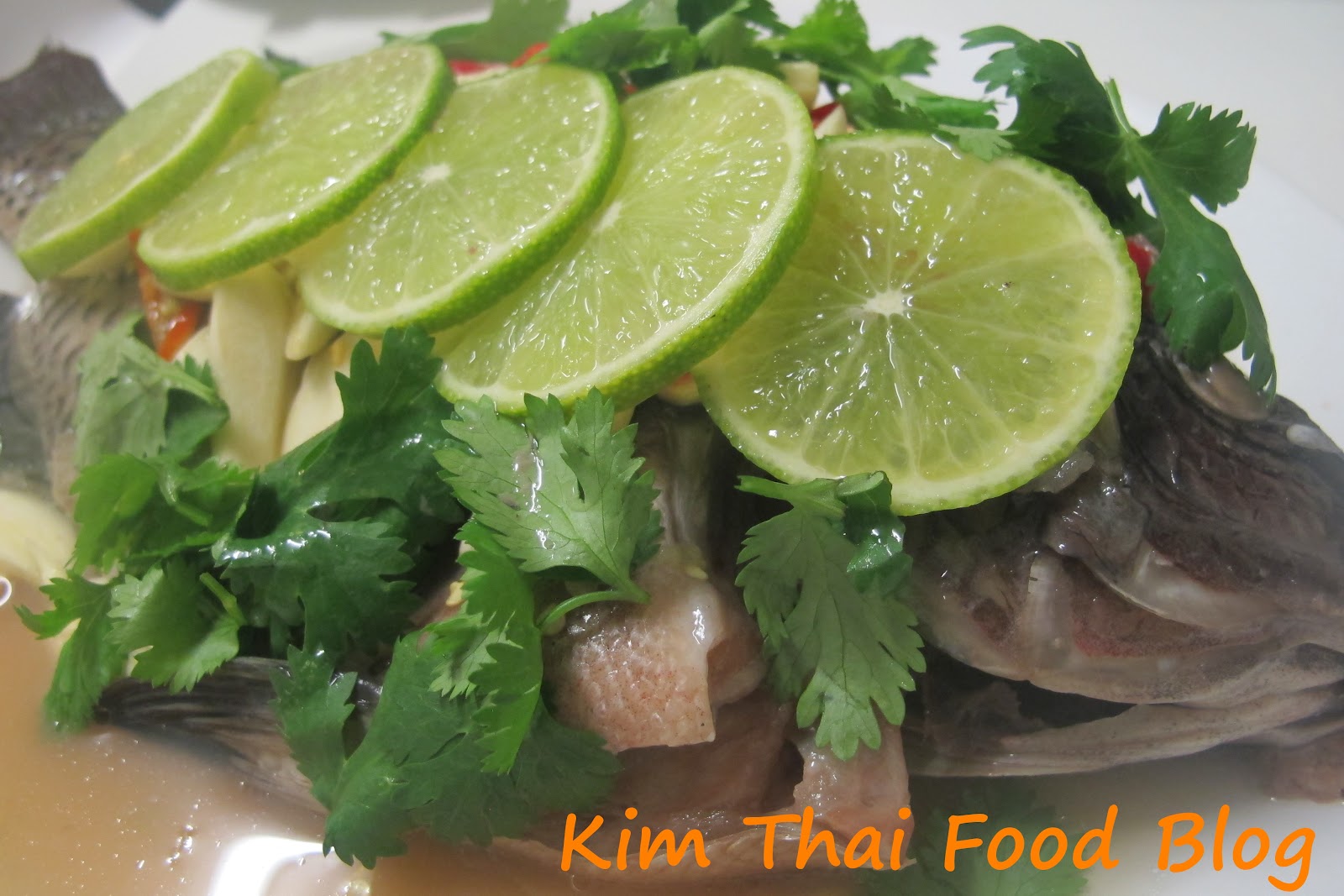 Kim Thai Food Blog Steam Fish with Spicy Lime Sauce (ปลานิลนึ่งมะนาว)