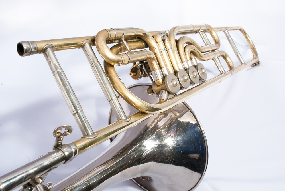 Rare vintage valve trombone by V.F. Cerveny with F trigger (nickel