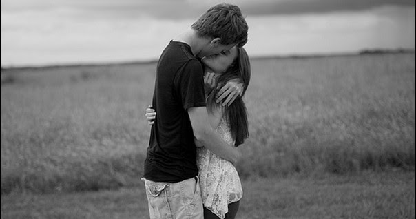 Hug, kiss, couple, love, black-and-white, adorable