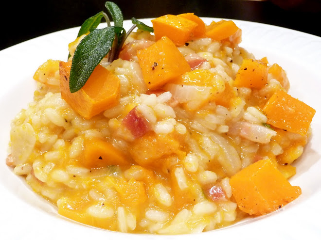 Roasted Butternut Squash Risotto with Pancetta and Fried Sage