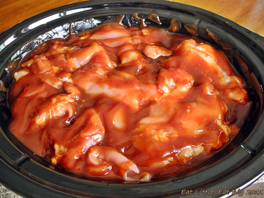 Slow Cooker Shredded Barbeque Chicken for a Crowd Eat Little, Eat Big