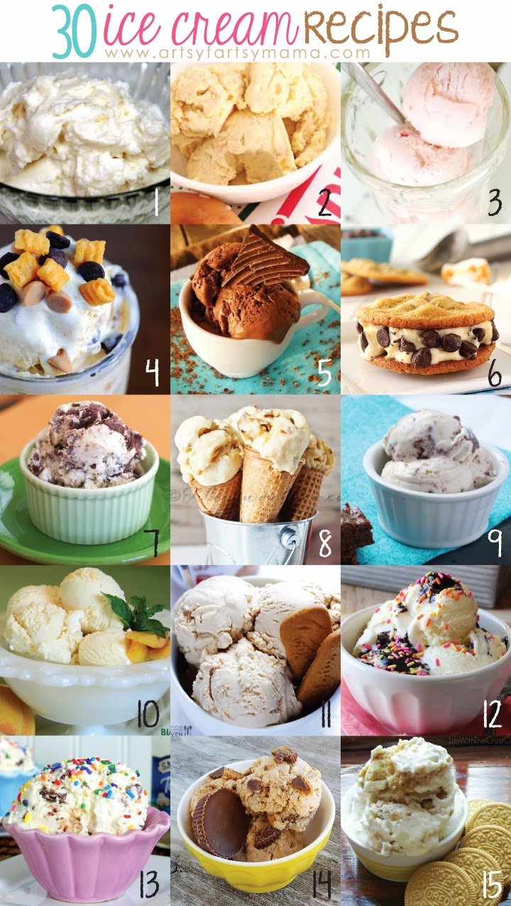 30 Ice Cream Recipes at artsyfartsymama.com