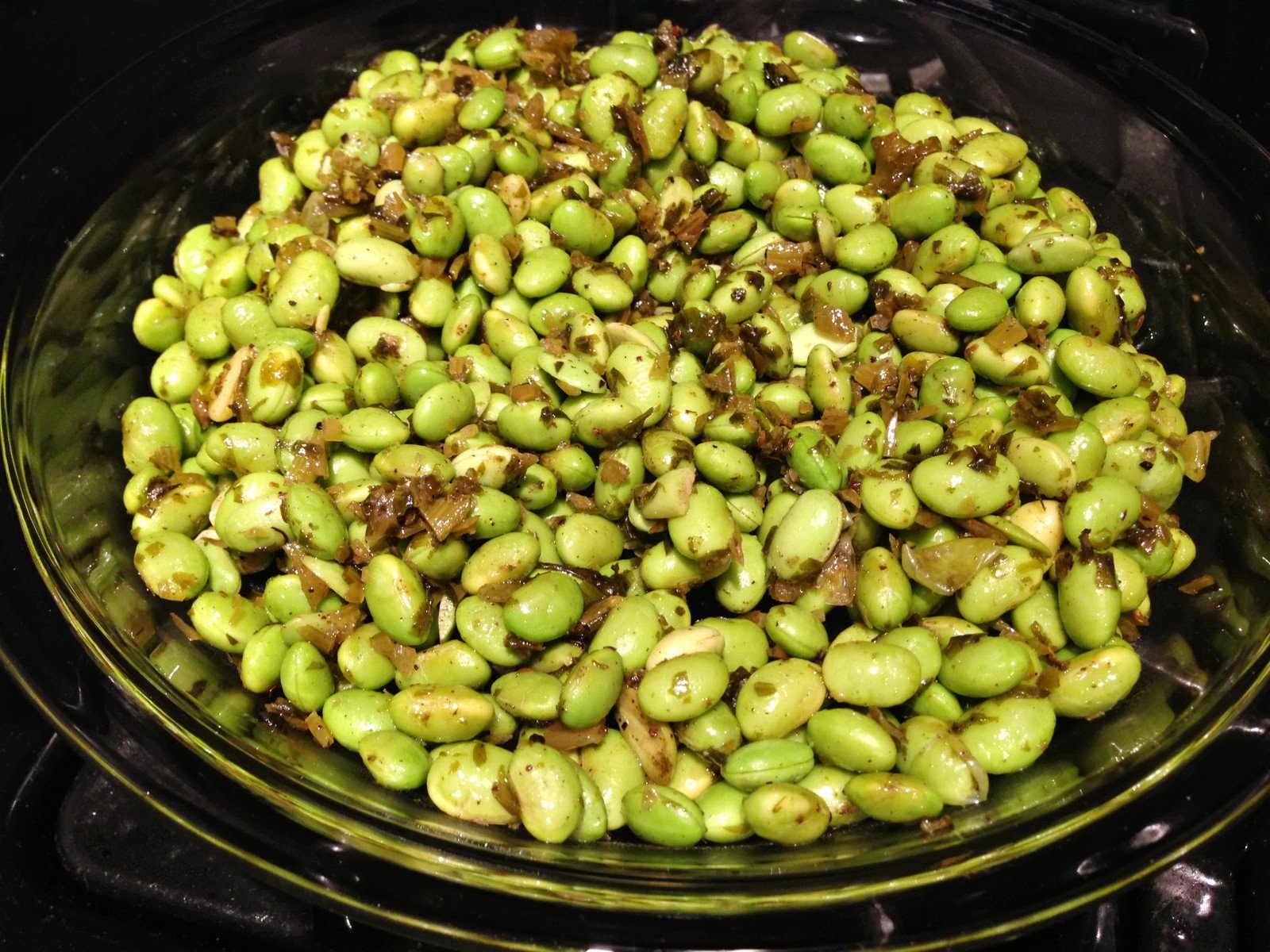 panda bytes StirFried Green Soy Beans with Snow Vegetable