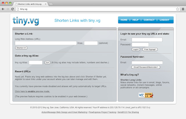 Shorten Links with tiny.vg