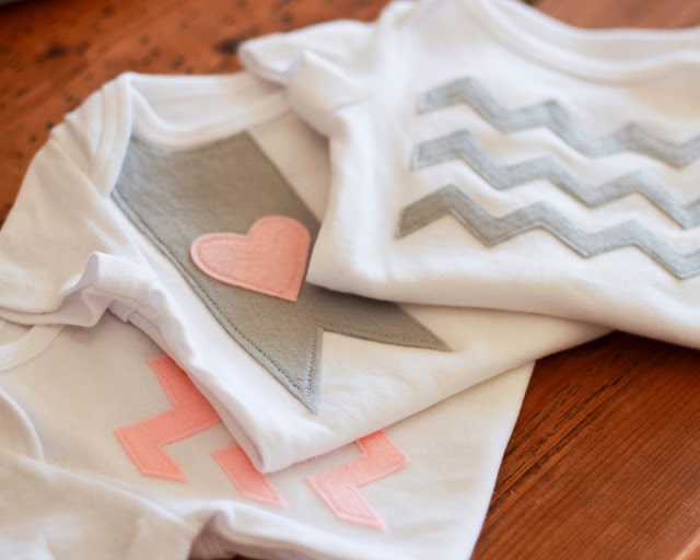 DIY Adornos Camisetas niños con fieltro. Chevron Stripes Applique