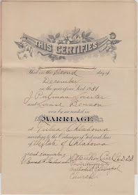 Marriage Certificate Louise Benson and James Putman Lasiter