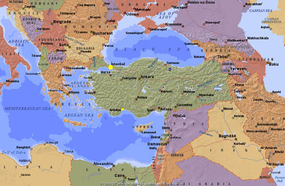 Turkey Israel Map