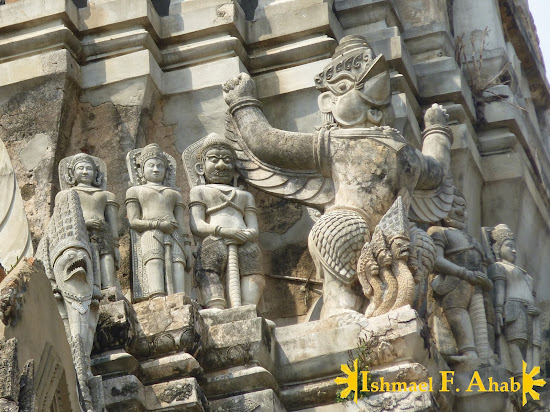 Buddhist and Hindu statues on Wat Ratchaburana, Ayutthaya Historical Park, Thailand