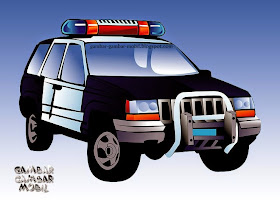 gambar kartun mobil polisi
