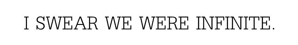 I swear we were infinite.