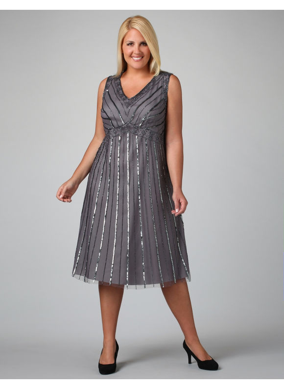 Download this Been Invited Wrap Style Dress Knee Length Printed Plus Size picture