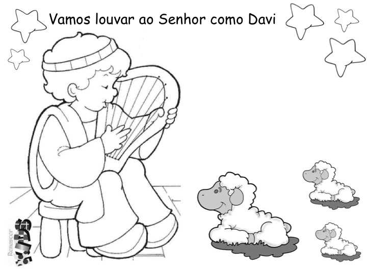 desenhos bíblicos davi tocando harpa para colorir desenhos para