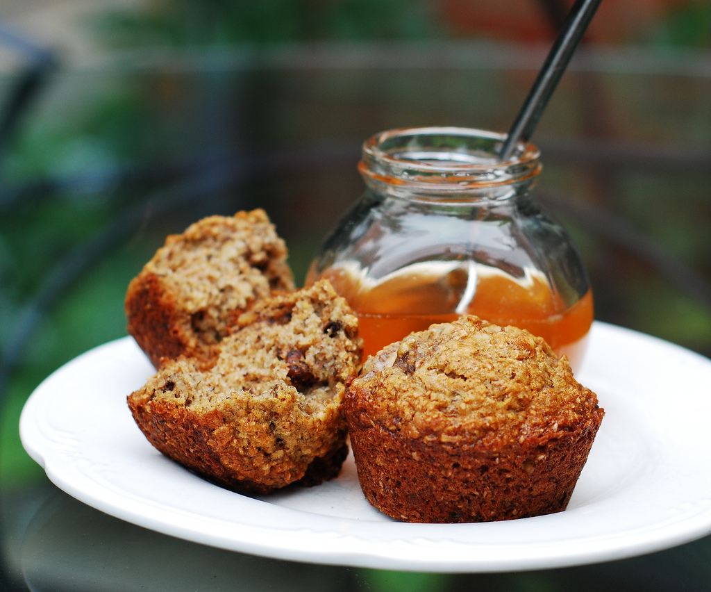 marzipan Banana Walnut Bran Muffins