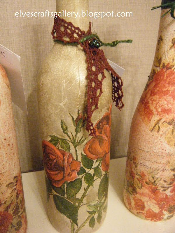 Elves' Crafts Gallery Glass bottles decoupage